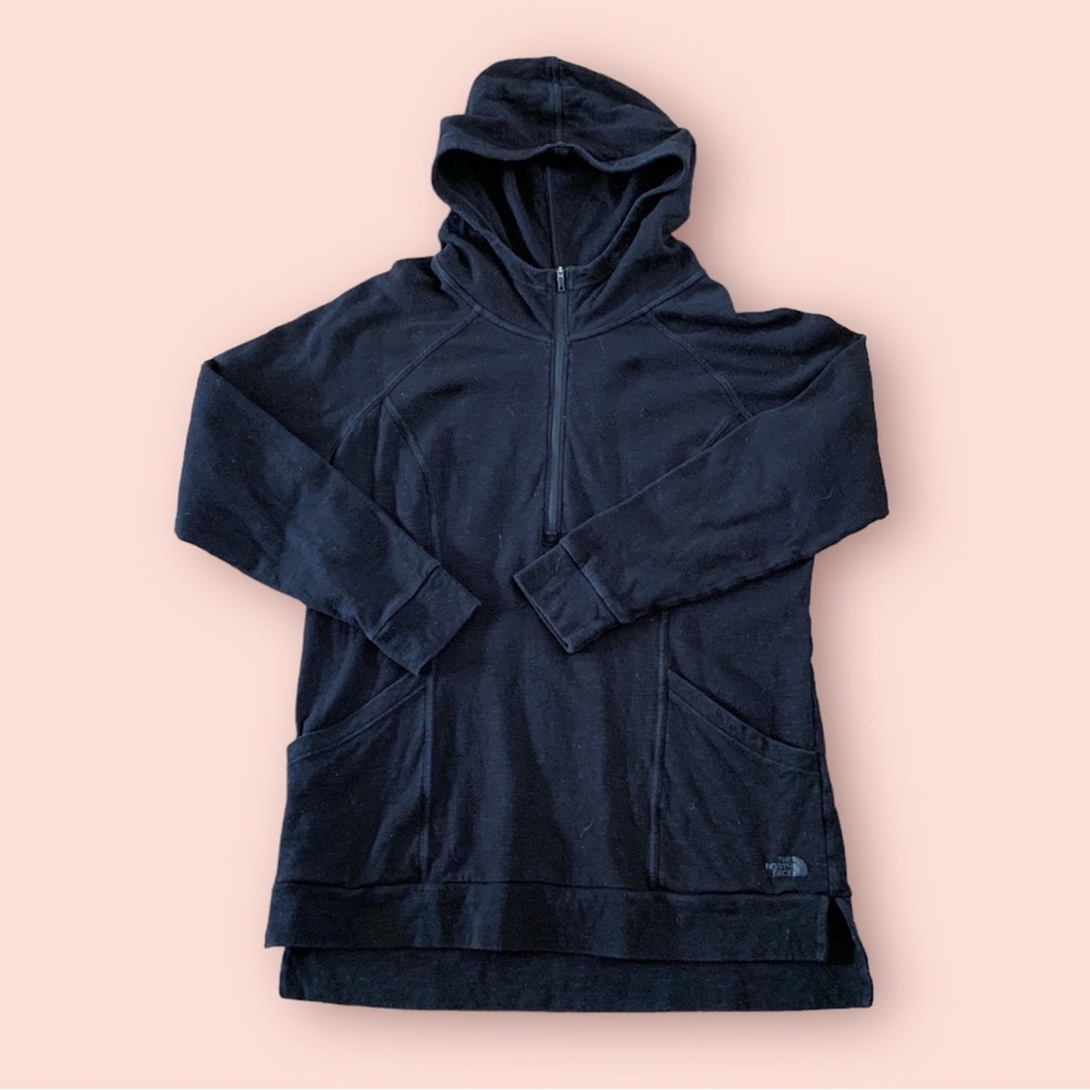 The North Face Black Om 1/2 Zip Pullover Hoodie Tunic Pockets Women's Size L